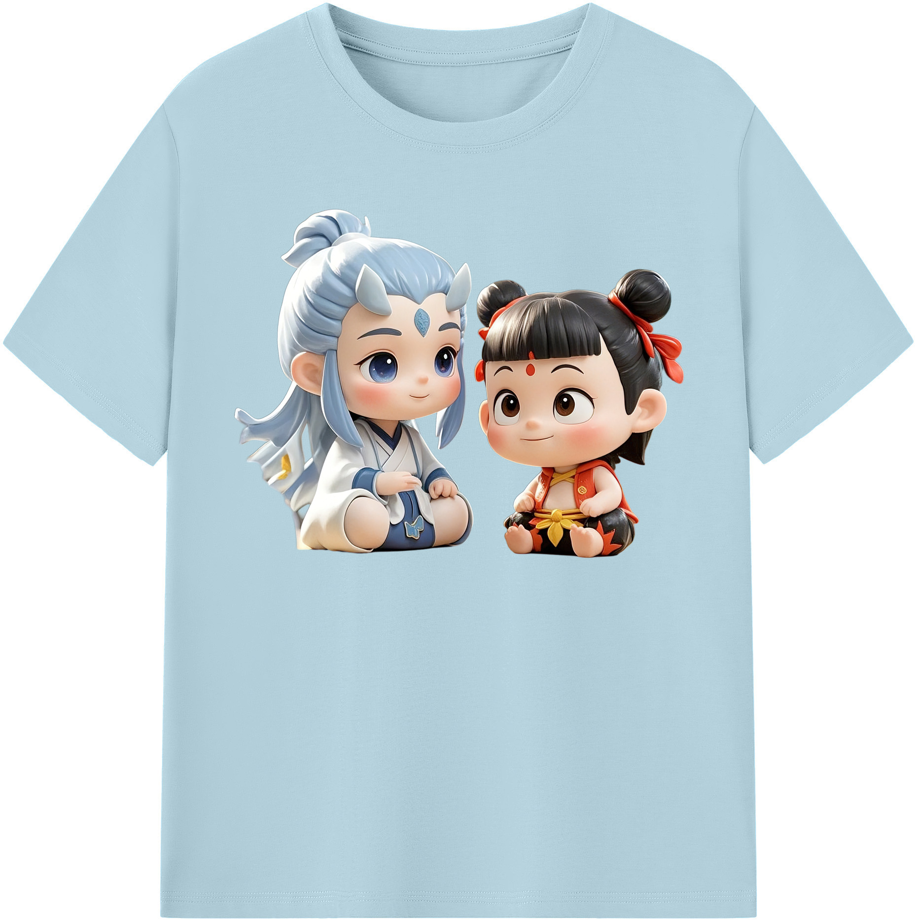 （画像用） Ne Zha 2 ナタ 魔童の大暴れ 綿100％半袖Tシャツ（フロントプリント）